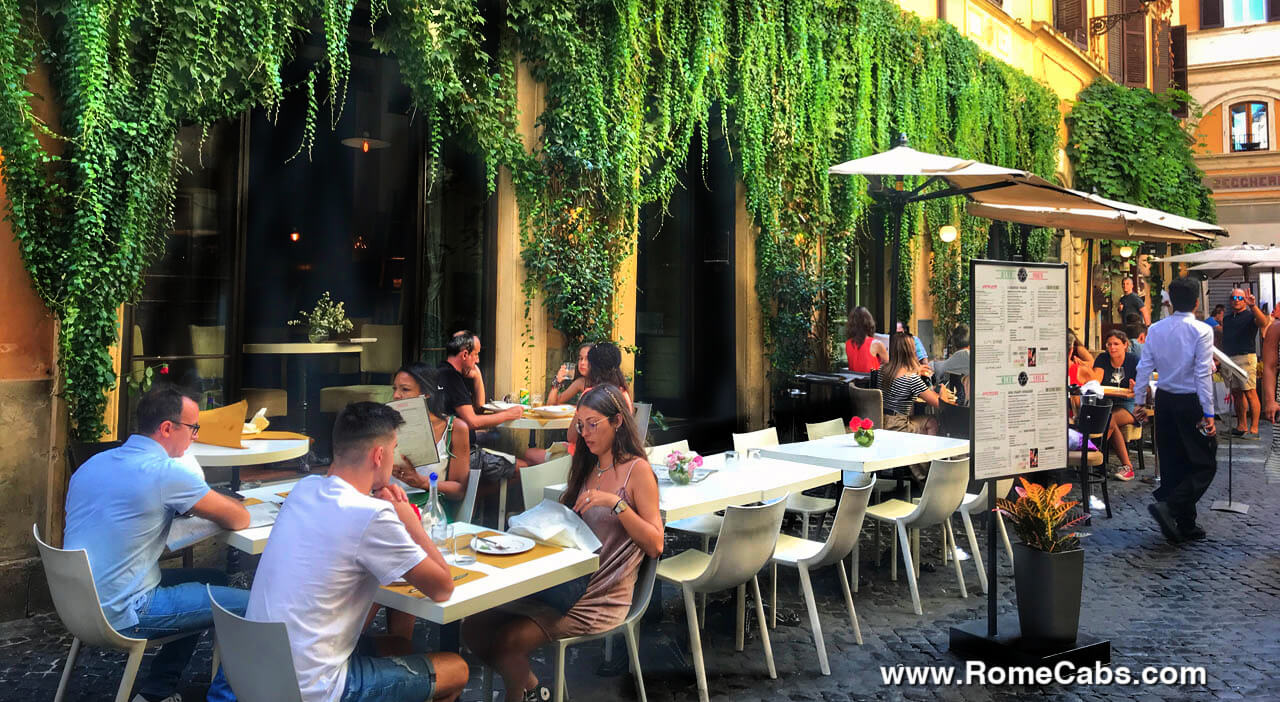 Italian Restaurant in Rome outdoor tables cafes_Rome summer travel tips_RomeCabs