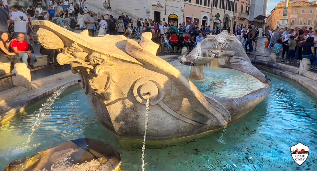 Fountain of Old Boat Fontana Barcaccia Spanish Steps Piazza di Spagna Rome private tours RomeCabs